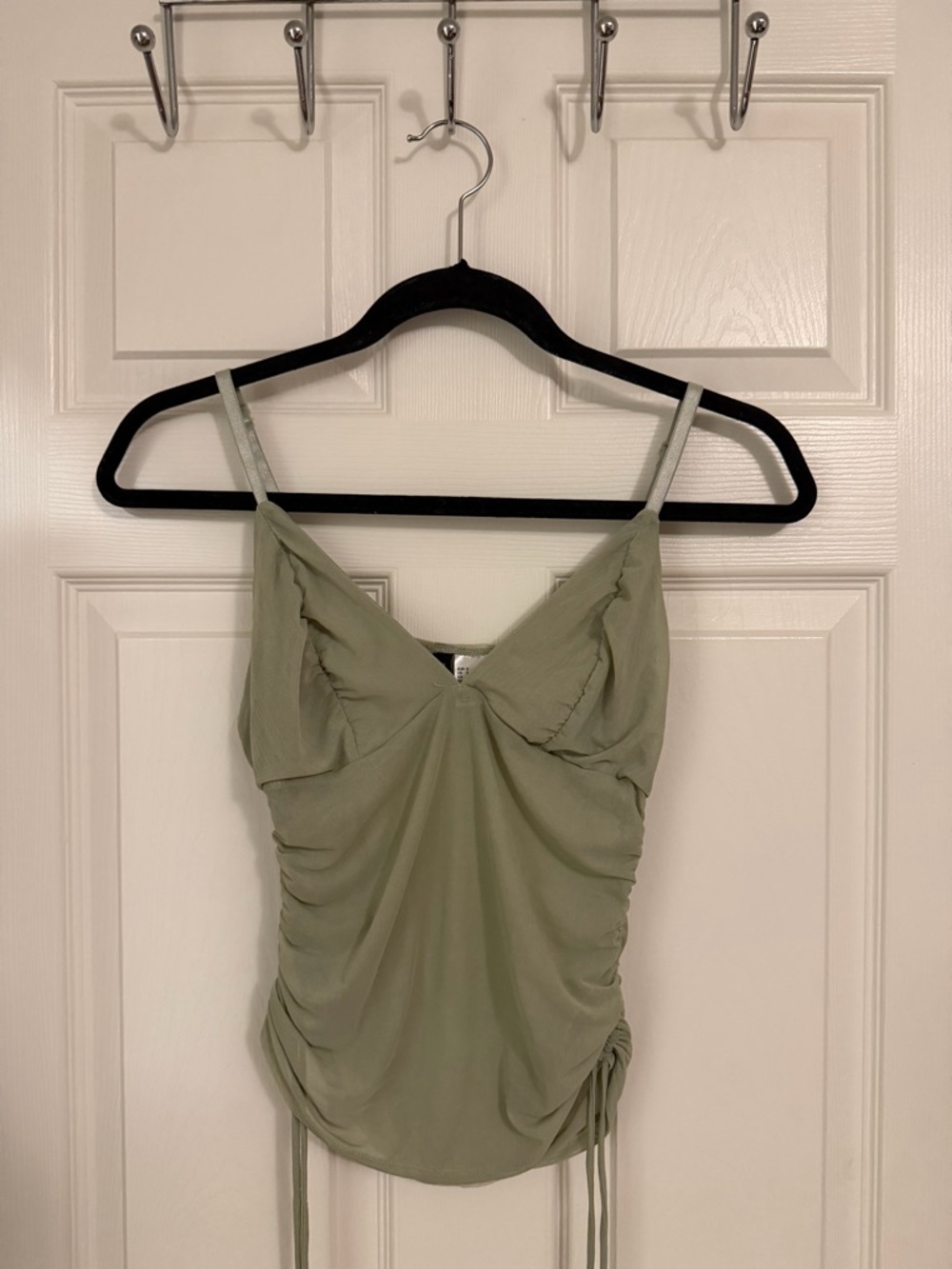 H&M Sage Green Ruched Crop Top